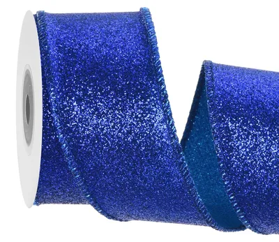 Glitzerband mit Drahtkante, 4 cm x 4 m, dunkelblau