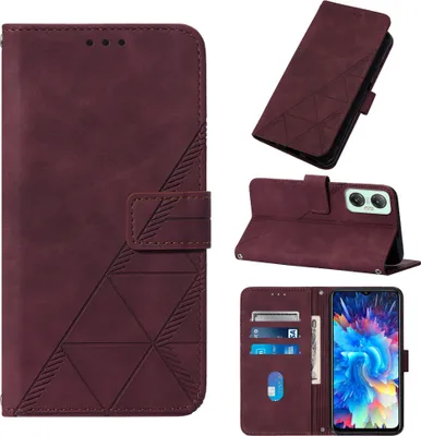Produktbild von Infinix Hot 20 5G Hülle, Schlank Prägung Flip Leder Kartenfächer Schutzhülle mit Ständer für Infinix Hot 20 5G Rot