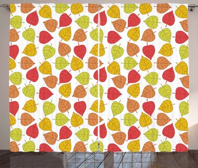 Produktbild von ABAKUHAUS Blatt Rustikaler Gardine, Bunte Herbstblätter, Schlafzimmer Kräuselband Vorhang mit Schlaufen und Haken, 280 x 225 cm, Mehrfarbig
