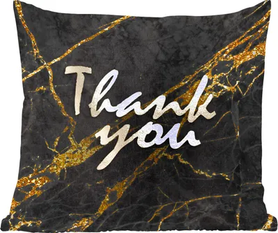 Produktbild von MuchoWow® Zierkissen Sofakissen Wohnzimmer Dekokissen 50x50 cm Zitate - Dank - Gold - Marmor - Komfort - Sofakissen