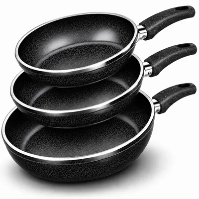 Produktbild von Pfannenset - Pfannen-Set - Bratpfannenset - 3-teilig - Ø 20/24/28 cm - Granitbeschichtung - Antihaft und Spülmaschinenfest QIVEE®