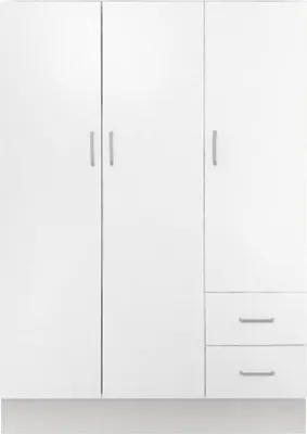 Produktbild von Kleiderschrank 3 Türen Calahorra, Schlafzimmermöbel, Geschlossener begehbarer Kleiderschrank, Kleiderschrank mit 3 Türen und 2 Schubladen, 120x50h170 cm, Weiß