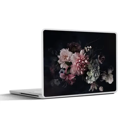 Produktbild von MuchoWow® Laptop Aufkleber Sticker Cover Blumen - Vintage - Pastell - Rosa - Weiß 31x22.5 cm - Laptop-Deko