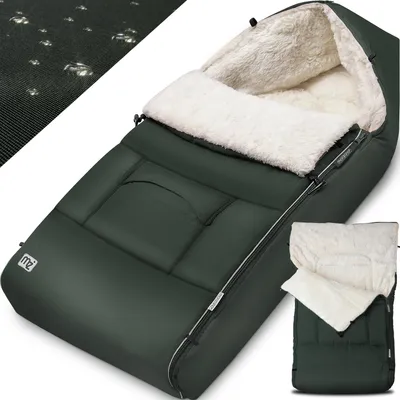 Image de MONZANA® Chancelière universelle pour poussette, landeau ou siege auto, Reducteur de lit bébé, Couverture bebe emmaillotage, nid d’ange, gigoteuse Hiver, Plaid cosy avion cabine - Vert