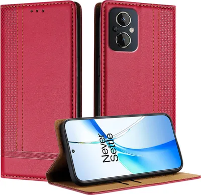Produktbild von Handyhülle für OPPO Reno8 4G Leder Flip Klappbare Schutzhülle mit Standfunktion Rot