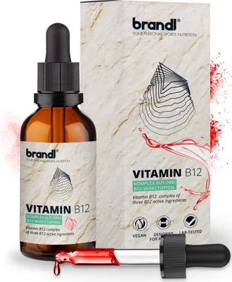 Produktbild von brandl® B12 Vitamin hochdosiert mit 3 Aktivformen | Vitamin B12 Tropfen | B 12 Vegan & alkoholfrei
