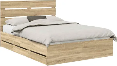 Image de Cadre de lit Chêne Sonoma 150 x 200 cm Bois Ingénierie