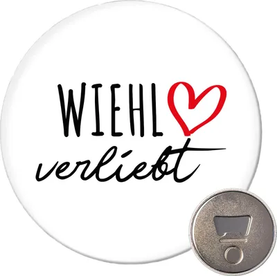 Produktbild von Huuraa Magnet Wiehl verliebt 59mm Kühlschrankmagnet rund Flaschenöffner Geschenkidee