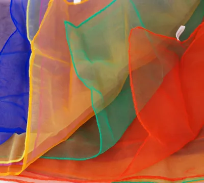 Produktbild von 6 er Set Jongliertücher 70 x 70 cm - 6 Standard Farben Gymnastiktücher