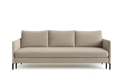 A beige sofa is shown against a white background.