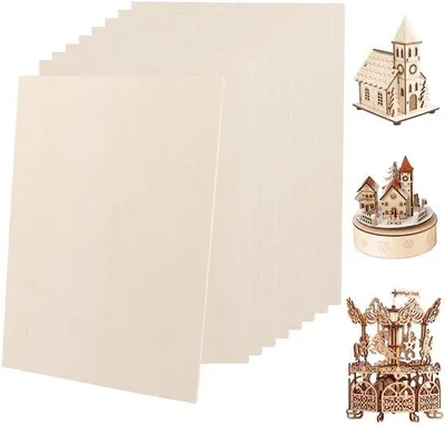 Zdjęcie produktu dla Płyty wielowarstwowe 300 x 210 x 5 mm - 10 sztuk. Płyty drewniane do rękodzieła - drewno balsy - hobby - majsterkowanie - idealne do projektów laserowych - drewno do rękodzieła