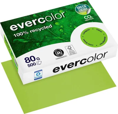 Obrázok produktu pre Clairefontaine recyklovaný papier Evercolor limetkovo zelený DIN A4 80 g/m² 500 listov