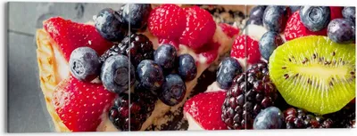 Produktbild von Bild auf Leinwand - Leinwandbild - Kuchen Dessert Obst Erdbeere - 150x50cm - Wand Bild - Wanddeko - Leinwanddruck - Bilder - Kunstdruck - Wanddekoration - Leinwand bilder - Wandkunst - CA150x50-2871