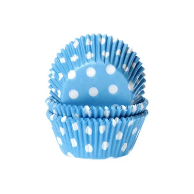 Produktbild von 50 Muffinförmchen blau, weiß gepunktet