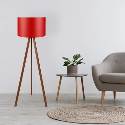 Image de Opviq, AYD, 38 x 140 cm, lampadaire, rouge, marron, 70 % MDF / 30 % PVC