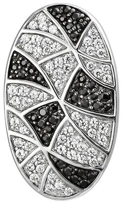 Produktbild von Anhänger oval aus 925 Silber mit 95 Zirkonia schwarz & weiß Halsschmuck