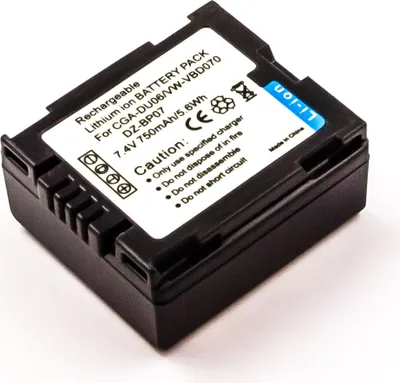 Produktbild von Akku für  PANASONIC CGA-DU07, CGR-DU06, DZ-BP7S, CGA-DU06A/1B, CGA-DU07E/1B, VW-VBD070,