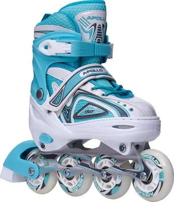 Produktbild von Apollo Super Blades | größenverstellbare Inliner für Kinder | Inliner Damen, Mädchen und Jungen passend in den Größen 31–42 | LED InlineskatesGröße S (31-34) - Weiß/Türkis