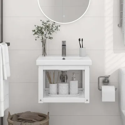 Produktbild von "2026 Promotion" Badezimmer Wand-Waschtischgestell - Badmöbel - Weiß 40x38x31 cm Eisen - Badezimmer CC20086
