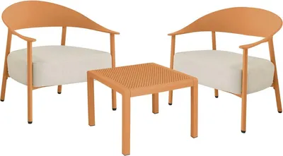 Image de Salon de jardin en métal et plastique "Céora" - 2 places - Orange