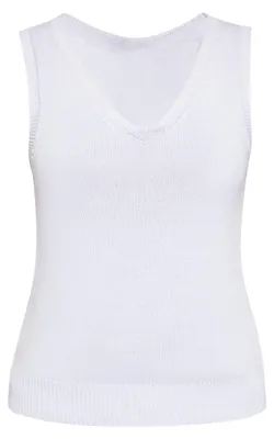 Produktbild von Damen Strickweste mit V-Ausschnitt und Rippstruktur, weiss, Gr. M
