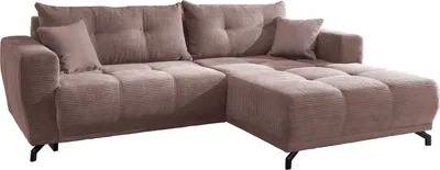 Produktbild von Polsterecke >Renard< elektrischer Sitzvorschub, Cord rosa - 177x80x246cm (BxHxT)