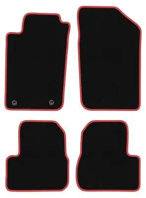Obrázok produktu pre Velúrové autokoberce pre: Peugeot 206 1998-2010 (hatchback/SW/kombi) – sada 4 ks, čierno-červené, na mieru – Wielganizator CARLUX