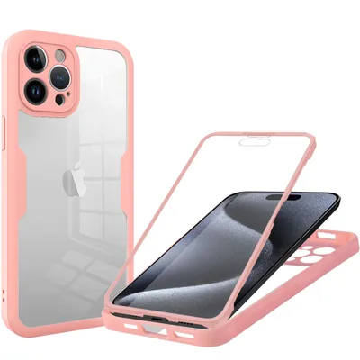 Immagine prodotto di Custodia per iPhone 15 Pro, protezione completa a 360° con protezione del display incorporata Rosa