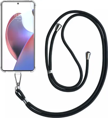 Immagine prodotto di Custodia per telefono adatta a Motorola Edge 30 Ultra trasparente antiurto con cordino universale staccabile - Cover Case in silicone antiurto con cordino - Smartphonics