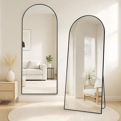 Imagen del producto de Espejo de cuerpo entero de 165 x 60 cm, espejo de pie con forma arqueada, color
