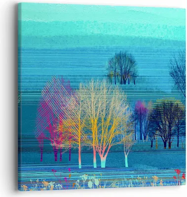 Produktbild von Bild auf Leinwand - Leinwandbild - Bäume Wiese Sommer - 40x40cm - Wand Bild - Wanddeko - Wandbilder - Leinwanddruck - Bilder - Kunstdruck - Wanddekoration - Leinwand bilder - Wandkunst - AC40x40-4100