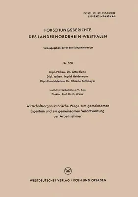 Obrázek produktu pro Wirtschaftsorganisatorische Wege zum gemeinsamen Eigentum und zur gemeinsamen Verantwortung der Arbeitnehmer