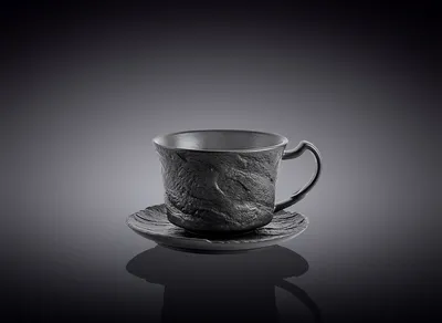 Produktbild von Wilmax Espressotasse mit Untertasse SlateStone Schwarz 75 ml Porzellan WL-661149/AB