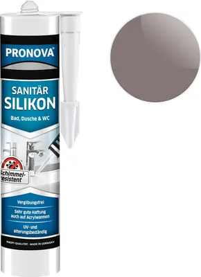 Produktbild von Sanitär-Silikon 300ml Kartusche - Mittelgrau - dauerhaft wasserdicht, elastisch, Lösungsmittelfrei, Schimmelresistent