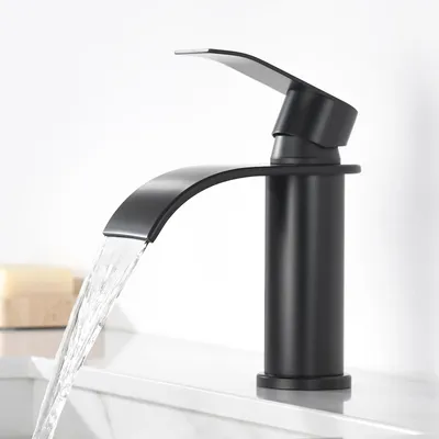 Produktbild von Wasserfall Waschtischarmatur 304 Edelstahl Schwarz, Bleifrei Kalt Warm, Cecipa MAX,Badarmatur Mischbatterie, Wasserhahn Bad,Waschbeckenarmatur Schwarz