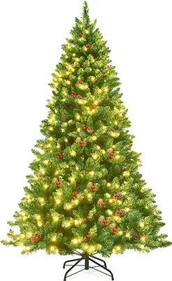 Produktbild von COSTWAY 195cm LED Künstlicher Weihnachtsbaum, Tannenbaum mit Metallständer, Christbaum PVC Nadeln, Kunstbaum Weihnachten Klappsystem, grün