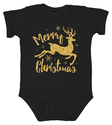Obrázok produktu pre Vianočný body s efektom trblietavosti "Merry Christmas", čierna farba, veľkosť 18/24 mesiacov