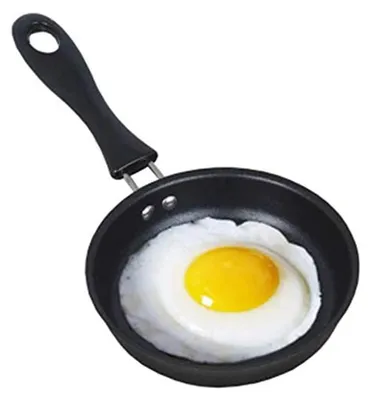 Produktbild von Mini-Eierpfanne, 12 cm, mit Griff, hitzebeständig, Antihaftbeschichtung, tragbar, ideal für Camping, Gasherde und Induktionskochfelder.