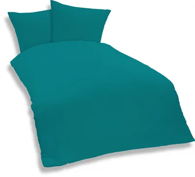 Produktbild von 3 teilige Uni Bettwäsche 200 x 200 cm petrol Einfarbig Mikrofaser Garnitur