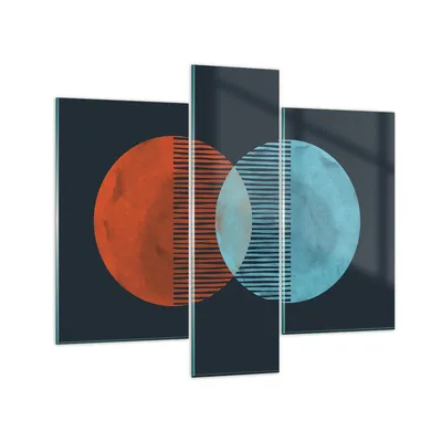 Produktbild von Bilder auf glas - 3 Teile - Geometrie Abstraktion Minimalismus - 95x80cm - Glasbilder - Wandbilder - Bilder - Wanddekoration aus Glas - Glas Bilder - Wandbild auf Glas - GCB95x80-5042