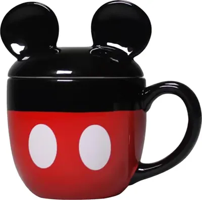 Produktbild von Mickey Mouse - Becher mit Deckel, Geformt, 425ml CD2032 (Einheitsgröße) (Schwarz/Rot/Weiß)