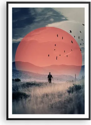 Produktbild von Gerahmtes Poster - Schwarzer Rahmen - Westen Sonne Landschaft - 70x100 cm - Wand Bild - Wanddeko - Wandbilder - Kunstposter - Wandposter - Bilderrahmen - Bilder - Kunstdruck - P2BPA70x100-5163