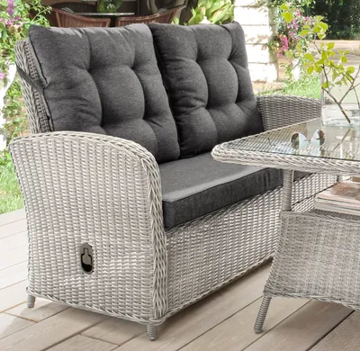 Zdjęcie produktu dla 2-osobowa sofa ogrodowa Destiny MERANO, regulowane oparcie, biel vintage