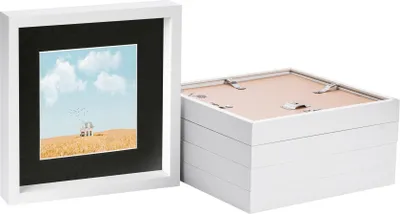 Produktbild von 5x weiß 10 "x 10" 3D Box Bilderrahmen mit schwarz 6 "x 6" montieren - stehend hängend handwerk schattenbild display - von nicola frühling