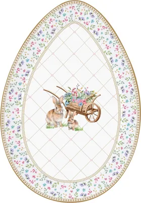 Produktbild von Servierplatte SPRING BLOOM Hasen und Blumen in Eiform 30x21cm Easy Life