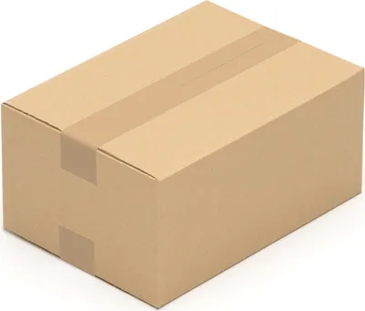 A single cardboard box on a white background.