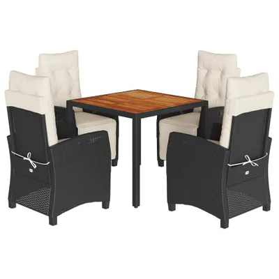 Produktbild von 5-tlg. Garten-Essgruppe mit Kissen Schwarz Poly Rattan