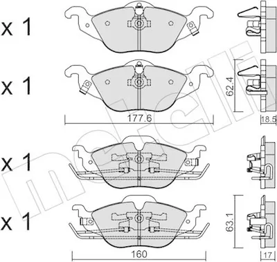 Produktbild von METELLI Bremsbeläge Satz Vorne Bremsklötze für OPEL Astra G CC (T98) 22-0257-0