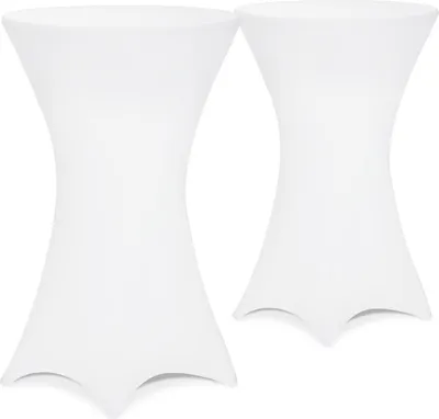 Image de DETEX® 2x Housses table de bar bistrot ronde blanc Ø80-85 cm nappe mange debout protection table cocktail tissu stretch
