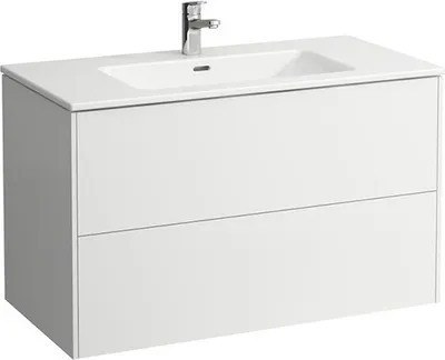 Image de Laufen Pro S - Armoire avec lavabo, 1000x610x500 mm, 2 tiroirs, blanc brillant H8649622611041